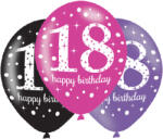 Amscan Baloane din latex cu cifră de aniversare 18 - petrecere roz 6 buc