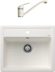BLANCO 523334+2560/PS98 - Blanco Legra 6 gránit mosogató 585X500 fehér + Olasz álló csaptelep fehér szett (523334+2560/PS98)