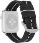 Ricardo Curea pentru Apple Watch, nailon, negru-alb, cataramă argintie (carcase 42/44/45mm)