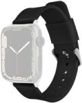 Ricardo Curea pentru Apple Watch, silicon, negru, cataramă argintie (carcase 38/40/41 mm)