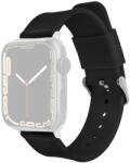 Apple Curea pentru Apple Watch, silicon, negru, cataramă argintie (carcase 42/44/45 mm)