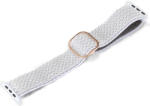 Ricardo Curea pentru Apple Watch, din nailon, albă, cu cataramă rosegold (carcase de 38/40/41 mm)