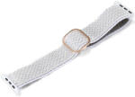 Ricardo Curea pentru Apple Watch, nailon, albă, cataramă rosegold (carcase 42/44/45mm)