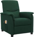 vidaXL Fotoliu de masaj electric rabatabil, verde închis, textil (3098562)