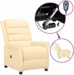 vidaXL Fotoliu rabatabil electric, crem, piele ecologică (3098467)