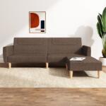 vidaXL Canapea extensibilă cu taburet, 2 locuri, gri taupe, textil (3080597) Canapea