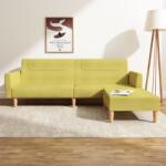 vidaXL Canapea extensibilă cu taburet, 2 locuri, verde, textil (3080594) Canapea
