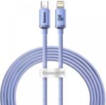 USB Type-C töltő- és adatkábel, Lightning, 200 cm, 20W, gyorstöltés, PD, cipőfűző minta, Baseus Crystal Shine, CAJY000305, lila