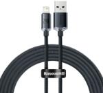  USB töltő- és adatkábel, Lightning, 200 cm, 2400 mA, gyorstöltés, PD, cipőfűző minta, Baseus Crystal Shine, CAJY000101, fekete