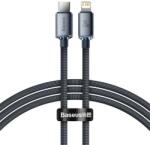  USB Type-C töltő- és adatkábel, Lightning, 120 cm, 20W, gyorstöltés, PD, cipőfűző minta, Baseus Crystal Shine, CAJY000201, fekete