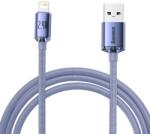  USB töltő- és adatkábel, Lightning, 200 cm, 2400 mA, gyorstöltés, PD, cipőfűző minta, Baseus Crystal Shine, CAJY000105, lila