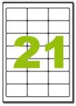 MOS Öntapadós etikett címke 63, 5X38, 1 mm A4 íven univerzális 21 db/ív, 2100 db/csomag
