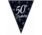 Godan Ghirlandă de hârtie - Steaguri aniversare 50 de ani negru / auriu 28 x 270 cm