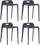 vidaXL Scaune stivuibile 4 buc. , negru, plastic (247281)