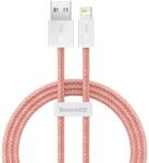  USB töltő- és adatkábel, Lightning, 100 cm, 2400 mA, gyorstöltés, cipőfűző minta, Baseus Dynamic, CALD000407, narancssárga