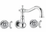 Bugnatese Arcadia 3-lyukas fali mosdócsaptelep leeresztő nélkül, 22 cm-es kifolyóval, bronz 8370BR (8370BR)