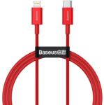  USB Type-C töltő- és adatkábel, Lightning, 100 cm, 20W, törésgátlóval, gyorstöltés, PD, Baseus Superior, CATLYS-A09, piros