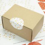  Karácsonyi lezáró matrica, 60mm átmérőjű papír körcímke; 24 darab/ív - fehér-arany fenyőfa