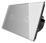 LIVOLO Intrerupator simplu + simplu Livolo vl-c701c701-15 cu touch din sticla Gri (vl-c701/c701-15)