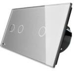 LIVOLO Intrerupator dublu + simplu Livolo vl-c702c701-15 cu touch din sticla Gri (vl-c702/c701-15)