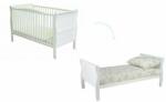 Woodies - Patut din lemn masiv 140x70 transformabil pentru bebe si junior Noble White (NOBLE-WHITE-140)