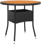 vidaXL Masă de grădină, negru, Ø80x75cm, lemn de acacia/poliratan (310608)