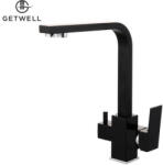 Getwell Square-RS, két karos, 3 utas Konyhai Csap Víztisztítókhoz Fekete színben (GW225B)