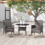 vidaXL Set mobilier de grădină, 3 piese, gri, poliratan (3058479) - comfy