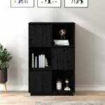 vidaXL Dulap înalt, negru, 74x35x117 cm, lemn masiv de pin (814368) Comoda