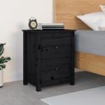 vidaXL Dulap noptieră, negru, 50x35x61, 5 cm, lemn masiv de pin (813687)