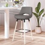 vidaXL Scaun de bar, gri deschis, material textil (338676)