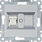 Hager Lumina WL2152 Informatikai csatlakozóaljzat 1xRJ45, Cat6 UTP ezüst burkolattal, keret nélkül (WL2152)