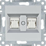 Hager Lumina WL2182 Informatikai csatlakozóaljzat 2xRJ45, Cat6 FTP ezüst burkolattal, keret nélkül (WL2182)