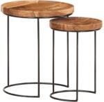 vidaXL Set măsuțe de cafea, 2 piese, lemn masiv de acacia/oțel (321706) Masa de cafea