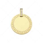  BALCANO - Mínea / Kerek medál görög mintával, cirkónia drágakövekkel, 18K arany bevonattal