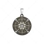  BALCANO - Compass / Iránytű medál cirkónia drágakövekkel, fekete PVD bevonattal