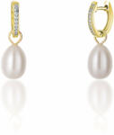 JwL Luxury Pearls Ezüst karika fülbevalók a Kate hercegnő valódi gyöngy és cirkónium kövekkel 3 az 1- ben JL0686 - vivantis