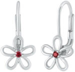 Silvego Ezüst fülbevaló - virág vörös cirkónium kővel SILVEGOB31857R