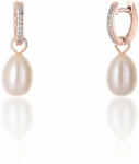 JwL Luxury Pearls Bronz karika fülbevalók a Kate hercegnő valódi gyöngy és cirkónium kövekkel 3 az 1- ben JL0687 - vivantis