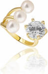 JwL Luxury Pearls Aranyozott gyűrű valódi gyöngyökkel és kristállyal JL0694 - vivantis
