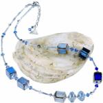 Lampglas Gyönyörű nyaklánc Triple Blue 2 gyöngyből Lampglas NCU34 - vivantis