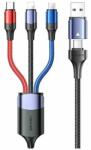 USAMS U71 kábel 3 az 1-ben 1, 2 m 3A gyorstöltés fekete(USB / USB-C - Lightning / microUSB / USB-C) (US-SJ549)