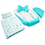 JoliBebe Set 5 piese Baby Nest din Bumbac, curcubeu cu turcoaz