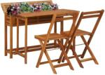 vidaXL Masă cu jardinieră de balcon cu 2 scaune bistro, lemn acacia 45910