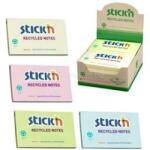 STICK N Stick`N 78x127mm újrahasznosított 100 lap 12tömb/cs jegyzettömb (STICK_N_21435) (STICK_N_21435)