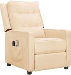 vidaXL Fotoliu de masaj electric rabatabil, crem, textil (3098631)