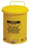 Justrite Fém szemetes kosár gyúlékony és veszélyes anyagokra, térfogata 34 l, sárga