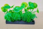Plantă de acvariu artificială verde cu frunze rotunde zimțate și plante mici (20 cm)