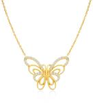 SAVICKI Colier fluture din aur 585 cu diamante albe 0.19 ct 47 cm