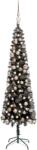 vidaXL Set pom de Crăciun subțire cu LED-uri și globuri, negru, 240 cm (3078074)